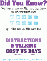 Distraction & Talking Cost Us Days: Less days means less learning and less art!