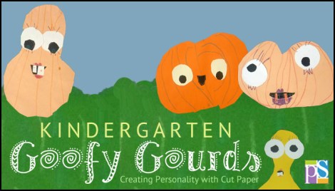 Kindergarteners practiced their tracing, cutting, and gluing skills with this Goofy Gourd collage.