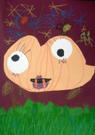 Students used both organic and geometric shapes to create expressions for these Fall-inspired and fun gourds.